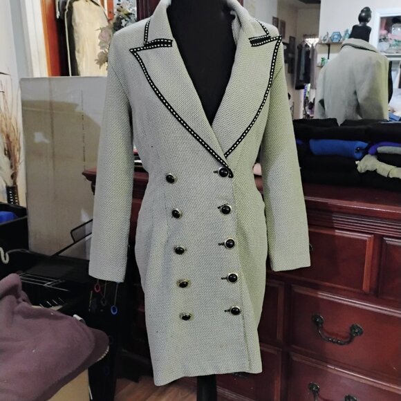 Gray and Black Button Up Coat - Picture 2 of 6